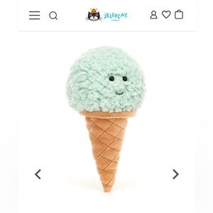 Jellycat RETIRED Irresistible Ice Cream Mint 7” Plush Stuffed NWT 🍦